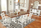 Signature Design by Ashley Valebeck Farmhouse Cushioned Dining Chair, 2 Count, Nailhead Trim, Fabric Upholstery, Solid Wood, 39" Seat Height, Whitewash