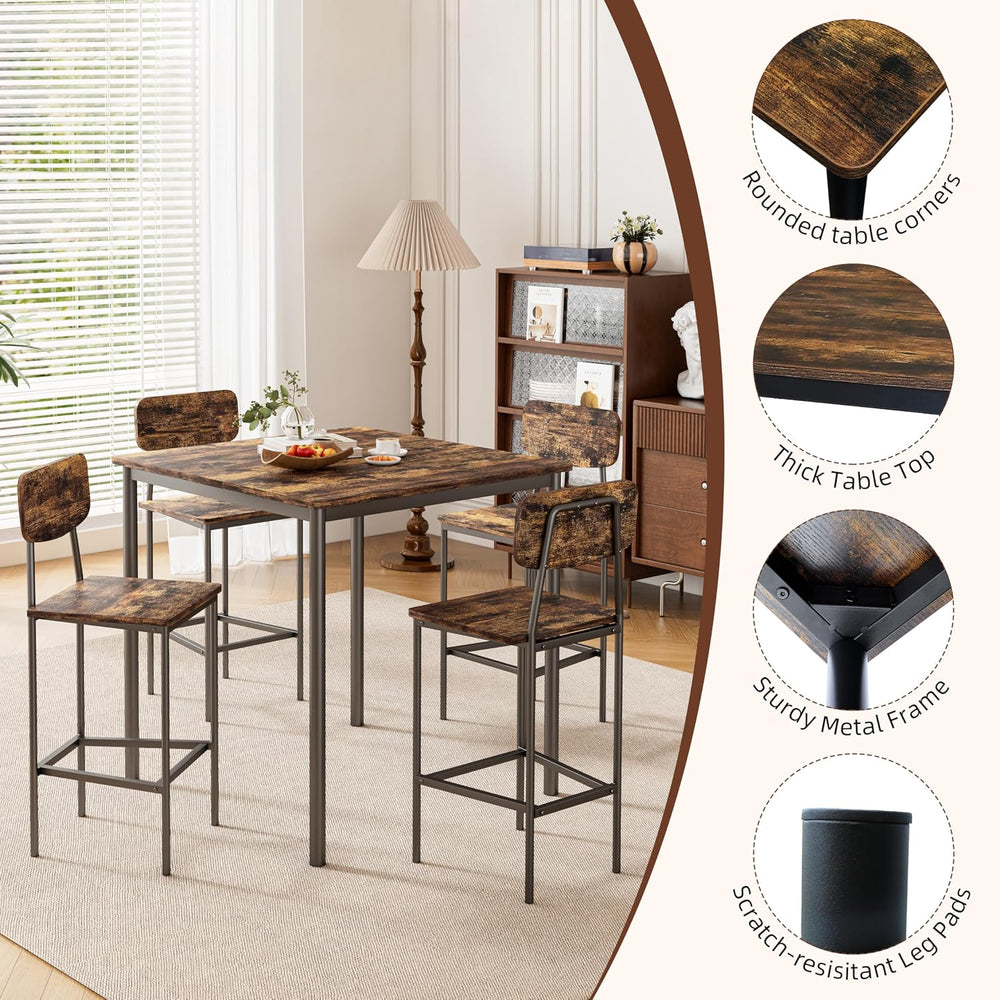 NUNU LAB Kitchen Table and Chairs of 4, Dining Table Set for 4 with Space Sav...