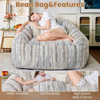 Bean Bag Chair for Adults, 44.1" Comfy Beanbag with Handle, Lazy Sofa Chair with Armrest, Great for Reading Gaming Watching TV, Living Room and Bedroom, XXL