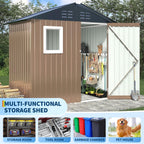 6x4 FT Metal Storage Shed with Window– Outdoor Utility Shed with Lockable Door & Air Vent, Garden/Yard Shed Kit for Backyard Patio Lawn