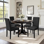 CHUN YI Upholstered Dining Chairs Set of 2, Fabric Dining Room Chairs with Solid Wood Legs, Modern Parson Chairs for Kitchen, Restaurant, Hotel, Black