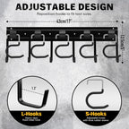 ELEAD 68'' All Metal Adjustable Garden Tool Organizer: Garage Tool Organizer Wall Mount with Black Hooks, Garage Organizers and Storage, Tool Hangers for Shed