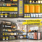 48" W Garage Shelving Heavy Duty 3200LBS Garage Storage Shelving, 5 Tier Adjustable Metal Shelving Unit Utility Rack Shelf for Warehouse, Pantry, Closet, Kitchen 72" H x 48" W x 24" D, Black,2PCS