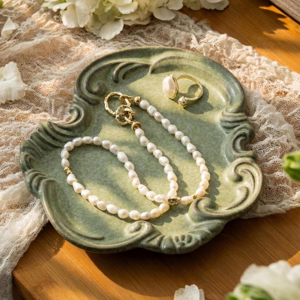 Jewelry Tray, Ceramic Jewelry Dish, Ring Dish, Trinket Tray, Rinket Dish, Ring Holder Dish, Key Bowl, Bathroom Vanity Tray, Retro, Vintage, Friendship Gifts, Anniversary Secret Santa, Deep Green