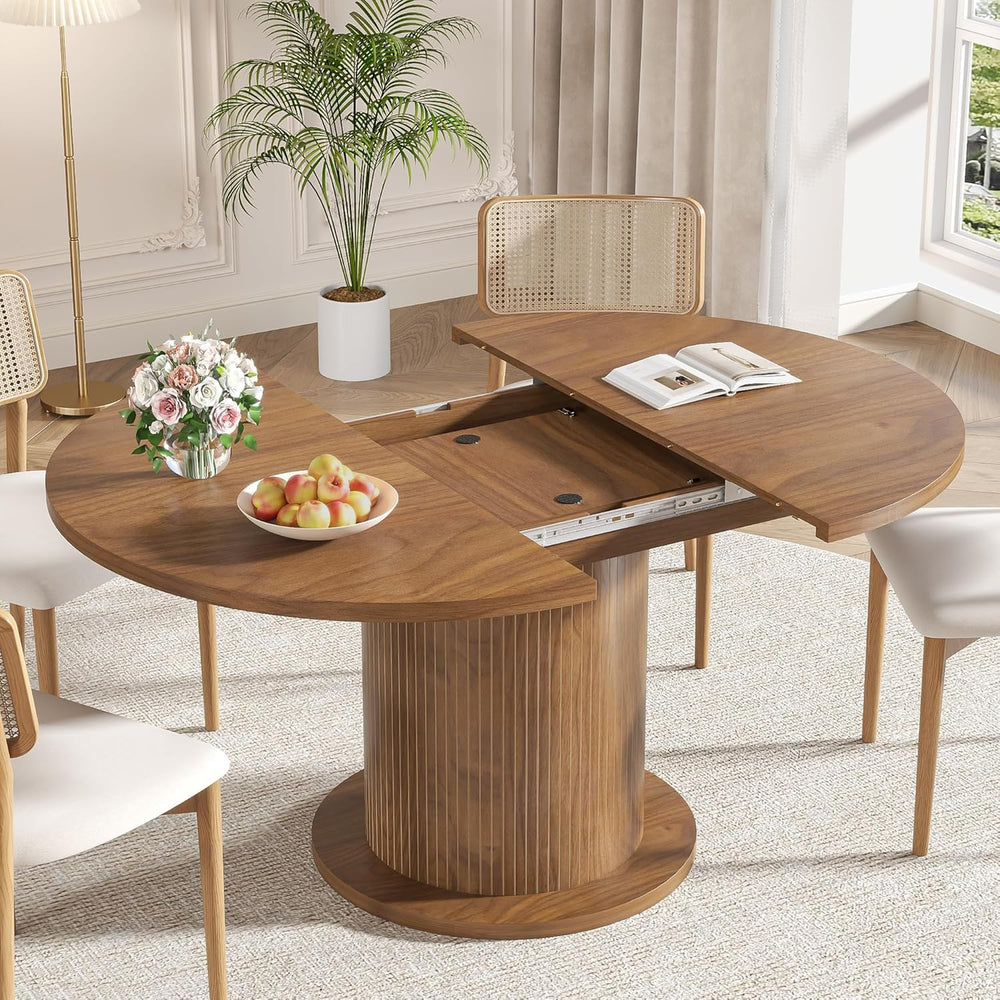 59 inch Round Dining Table for 6, Modern Farmhouse Kitchen Table, Circle Dini...