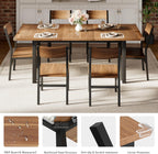 iPormis 7-Piece Dining Table Set with 6 Chairs, 63" Extendable Kitchen Table & Chairs Set for 4-6, Dining RoomTable with Solid Metal Frame & MDF Board, Perfect for Small Space, Easy Assembly, Walnut