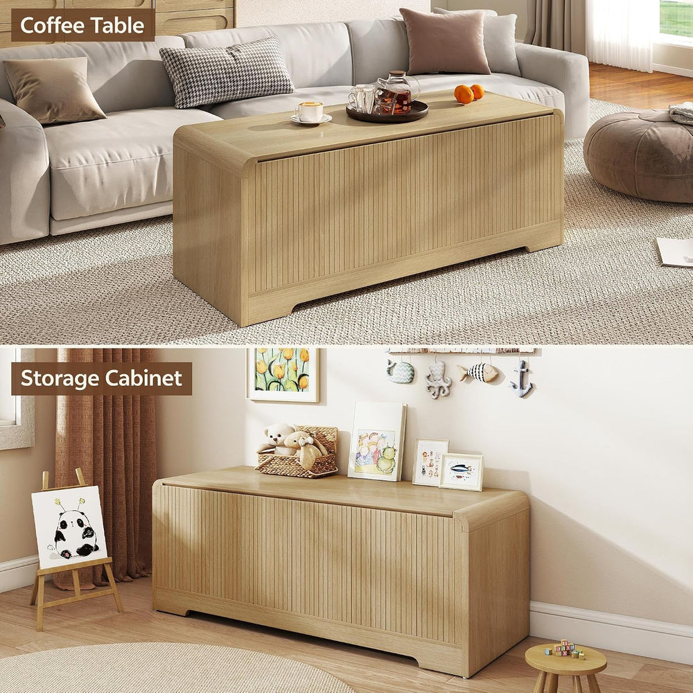 Storage Chest, 47.2" Large Entryway Bench with Storage, Wooden Storage C...