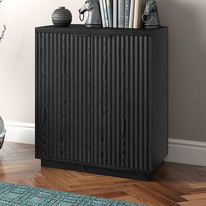 Henn&Hart 28" Wide Rectangular Accent Cabinet in Black Grain, for Home, Living Room, Bedroom, Entertainment Room, Office