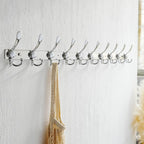 Dseap MaxStrong 2.0 Coat Rack Wall - 37” Long 10 Tri Hooks - Ultra Heavy-Duty Stainless Steel Wall Mount Coat Hanger, Hook Rail for Clothes Hats Jacket Towels Chromed, Pack of 2