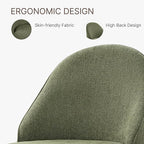 Swivel Dining Chairs Set of 1, Upholstered Mid Century Modern Deskchair with Round Back, Linen Fabric Kitchen Chairs for Dining Room, Bedroom, Dressing Room, Green