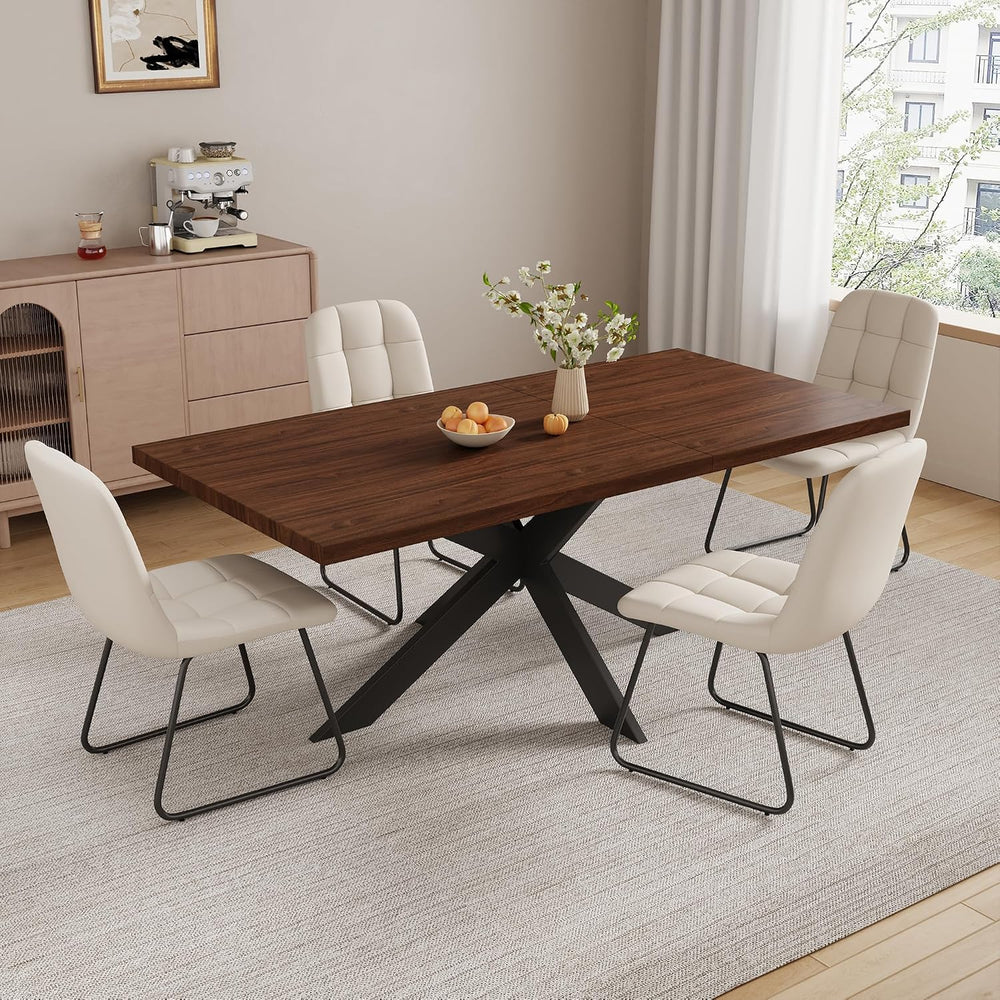 ZckyCine 7-Piece Dining Table Set, 6-Person Modern Rectangular Wooden 51&quot...