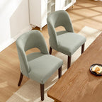 Dining Chairs Set of 2,Modern Dining Room Chairs with Thick Cushions,Upholstered Linen Fabric Kitchen Chairs for Kitchen Dining Room Green