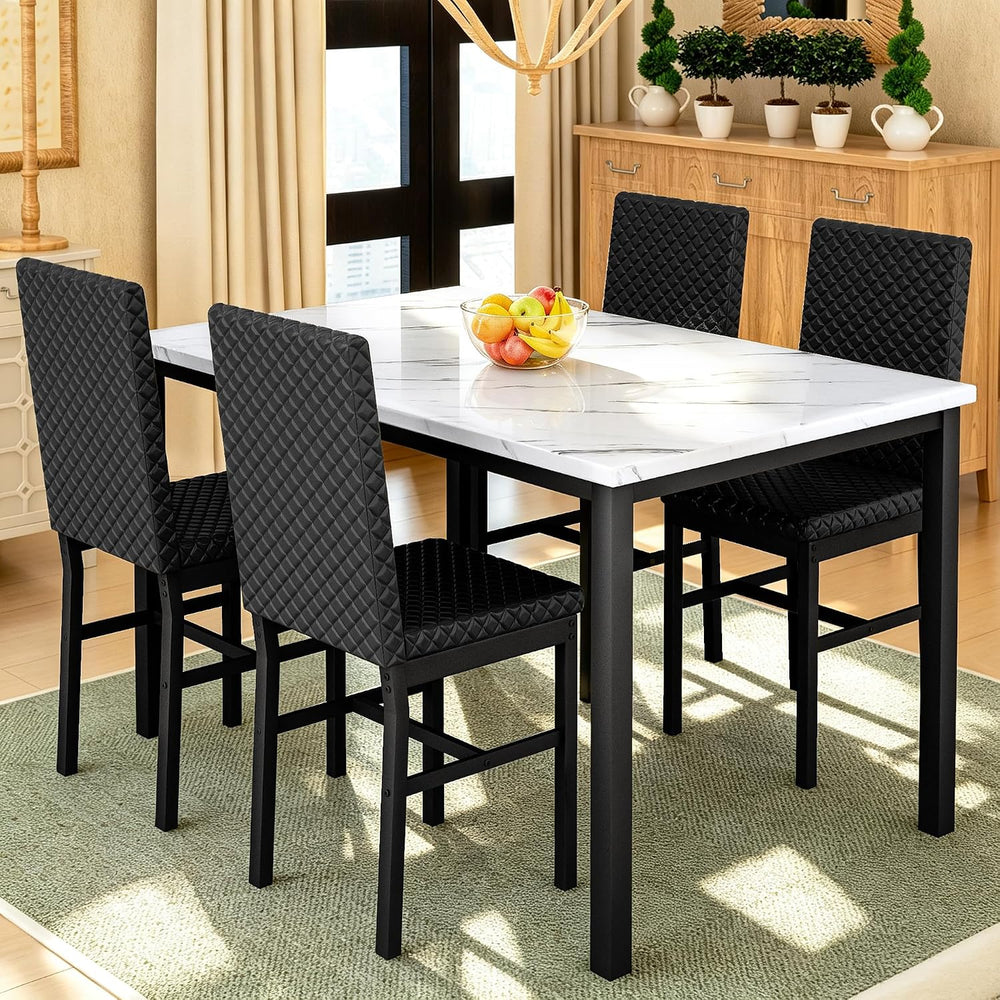 DKLGG Dining Table Set for 4 Kitchen Table and Chairs Set of 4 Faux Marble Di...