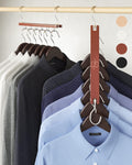 MORALVE Space Saving Hangers for Closet – 4 Pack European Beechwood 6-Tier Shirt Organizer with 360° Swivel Hook – Collapsible Clothes Hanger for Closet Organization (Hangers Not Included)