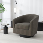 Swivel Barrel Accent Chair, Comfy Reading Armchair, Tan, Set of 4 | Low-Back Design | 360° Swivel | Solid Wood Frame | High-Density Foam Seat | Modern Round Style | For Living Room & Bedroom