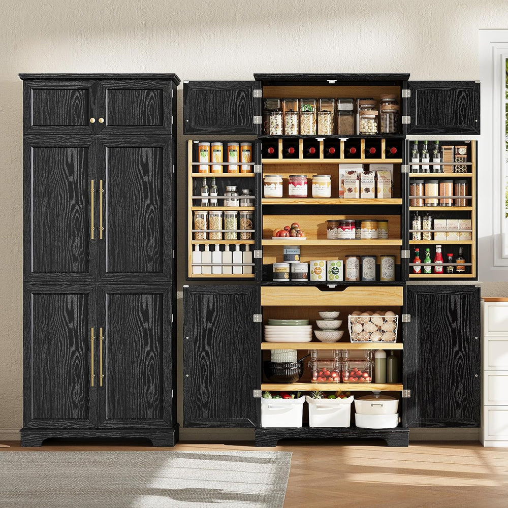 Virubi 78" Farmhouse Tall Kitchen Pantry Cabinet, Wood Storage Cabinets ...