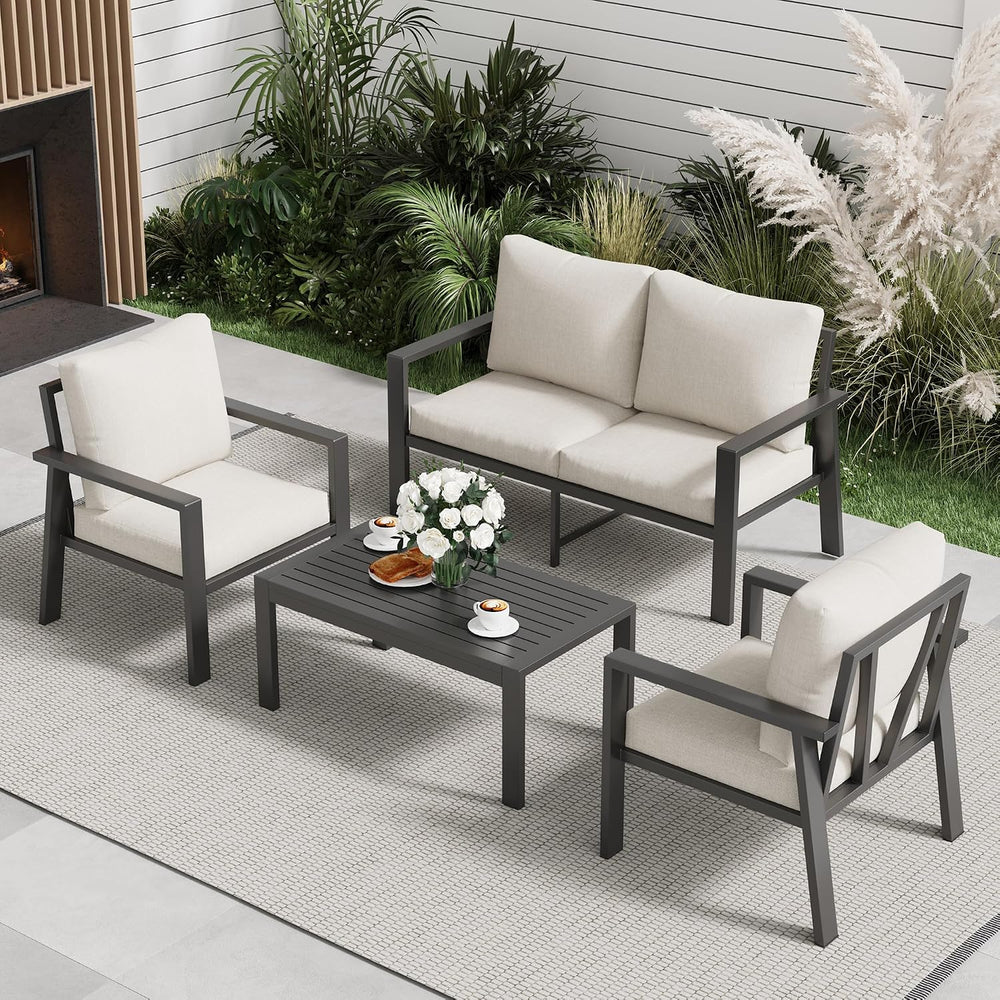 Aluminum Patio Furniture Sets Metal Outdoor Furniture Set with Coffee Table