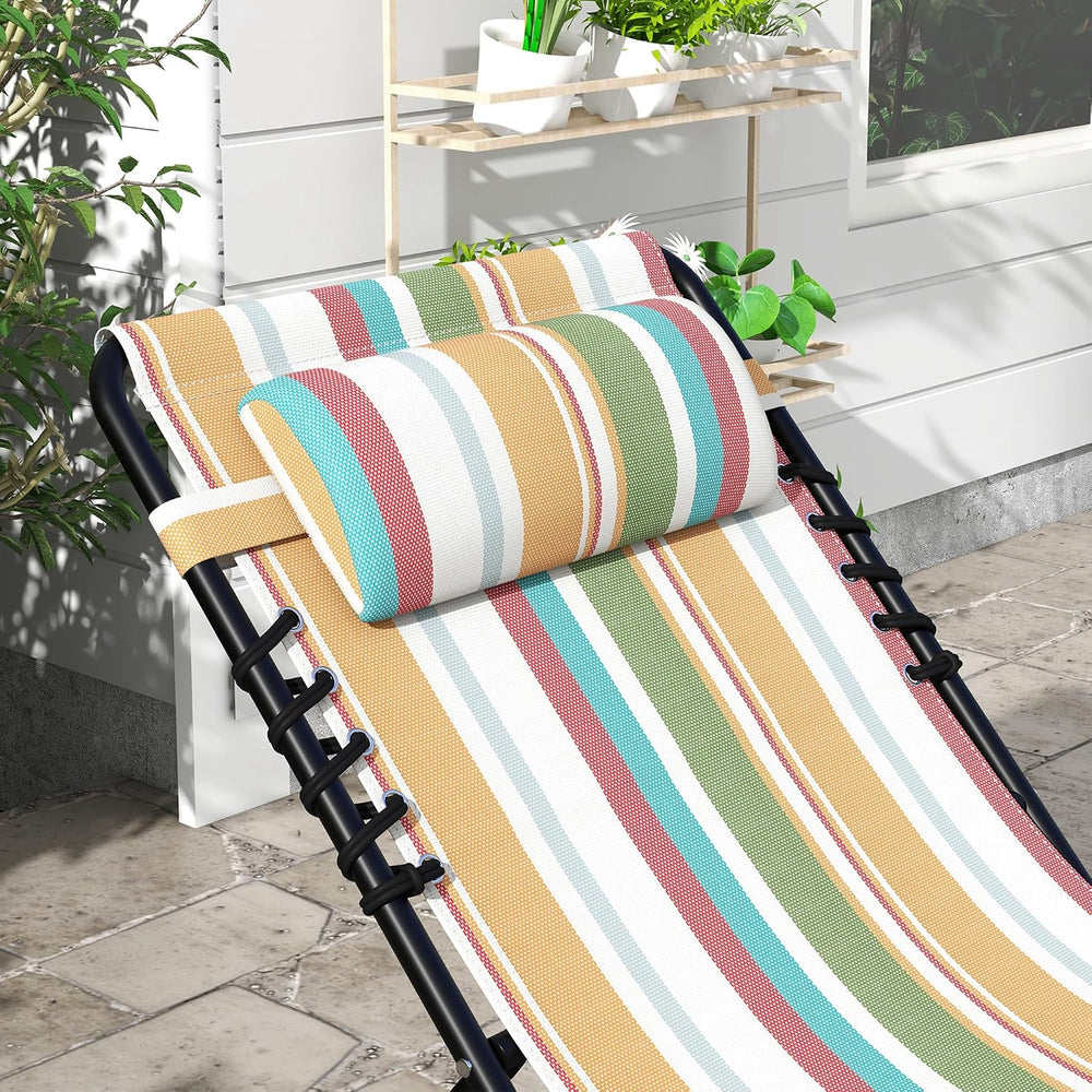 Outsunny Folding Chaise Lounge Chair Set of 2, Patio Sun Tanning Chair, Outdo...