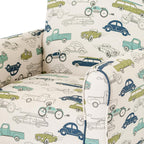 Kid Rocking Chair for Toddlers, Child Chair for Little Kids, Upholstered Toddler Armchair for Children, Comfy and Cute Little Kid Chairs (Rockers, Cars & Trucks Print)