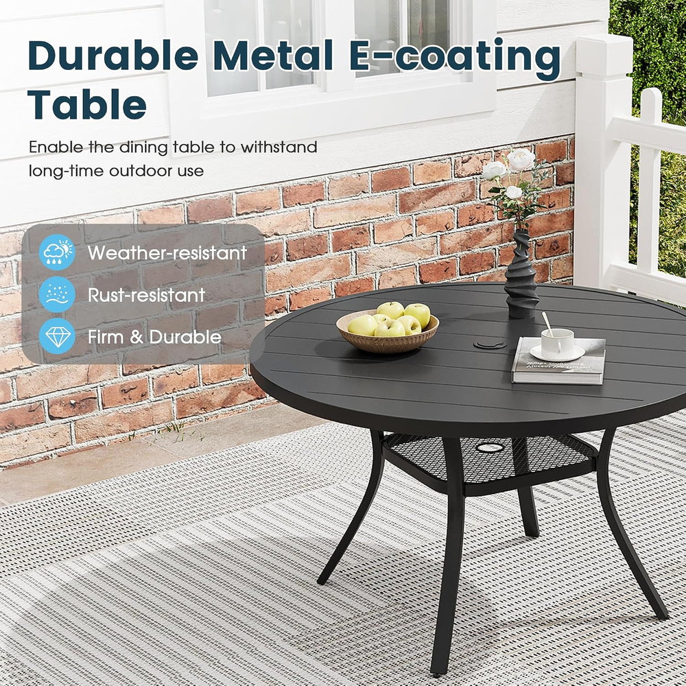 7PCS Outdoor Patio Dining Set, 47.6" Metal Table&6 Chairs