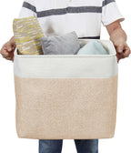 DECOMOMO Extra Large Storage Baskets, 54.5L Fabric Storage Bins for Organizing Linen Closet, Nursery (Khaki & White, XXXL - 3 pack)