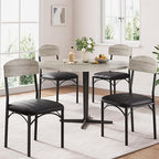 Dining Chairs Set of 4 - Upholstered Dining Room Chairs with PU Leather, Industrial Kitchen Chairs with Wooden Backrest and Thickened Metal Legs, for Dining Room, Living Room（Gray）