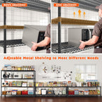 REIBII 60" W Storage Shelves 2878LBS Metal Shelving Unit with Wheels Heavy Duty Garage Shelving Adjustable Wire Shelves for Pantry,Kitchen,Garage,Basement,Business,Warehouse,School,60”W ×24”D×65.3”H