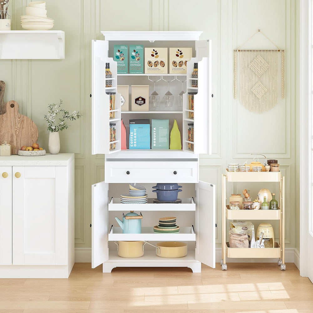 Spirich 71'' Tall Kitchen Pantry Cabinet, Wood Food Pantry Cabinet wi...