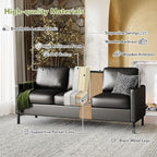 STHOUYN 72" W Faux Leather Black Sofa 3 Seat Couch, Modern Comfy Couch with 2 USB, Small Couches for Living Room Apartment Bedroom Small Spaces, Office(Black (Sofa))
