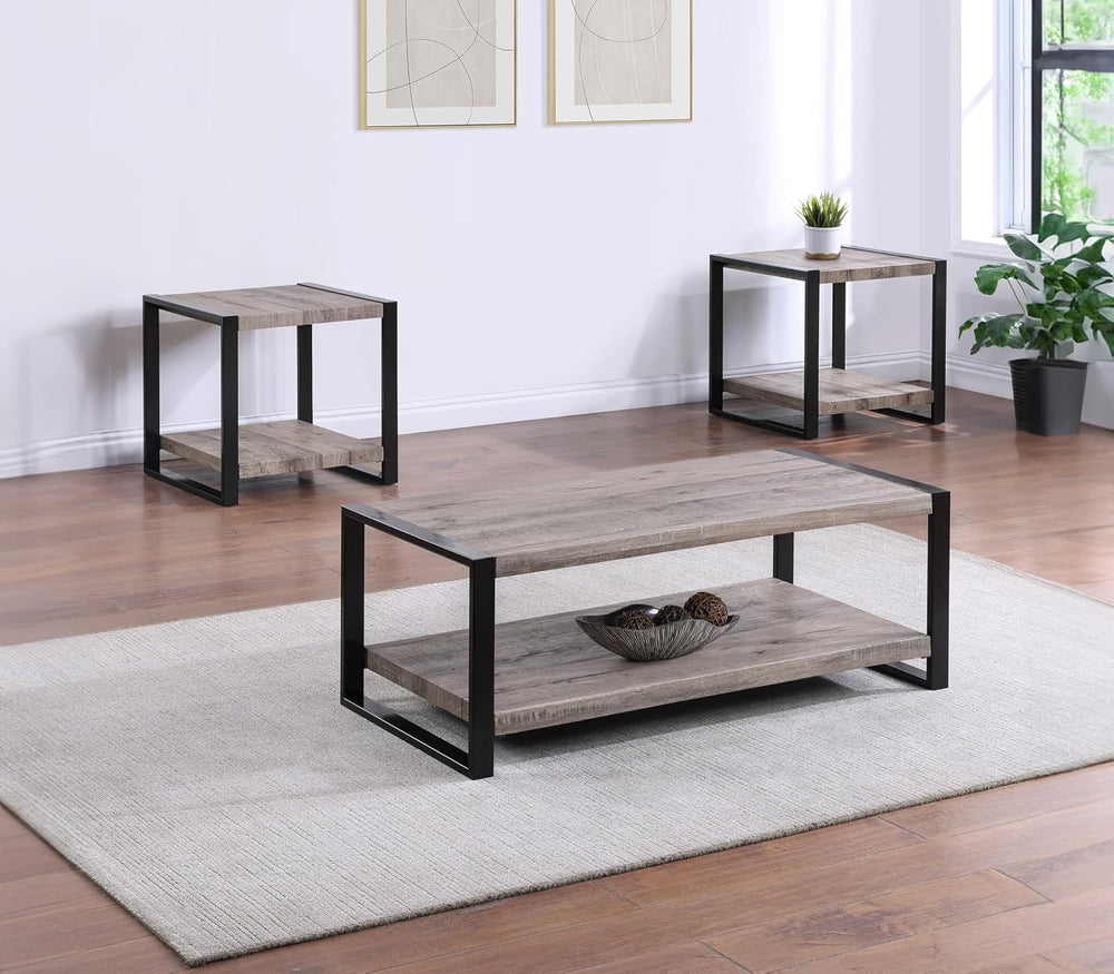 Brown/Gray Finish End Table, Small Side Table for Couch, Bedside Table for Sm...