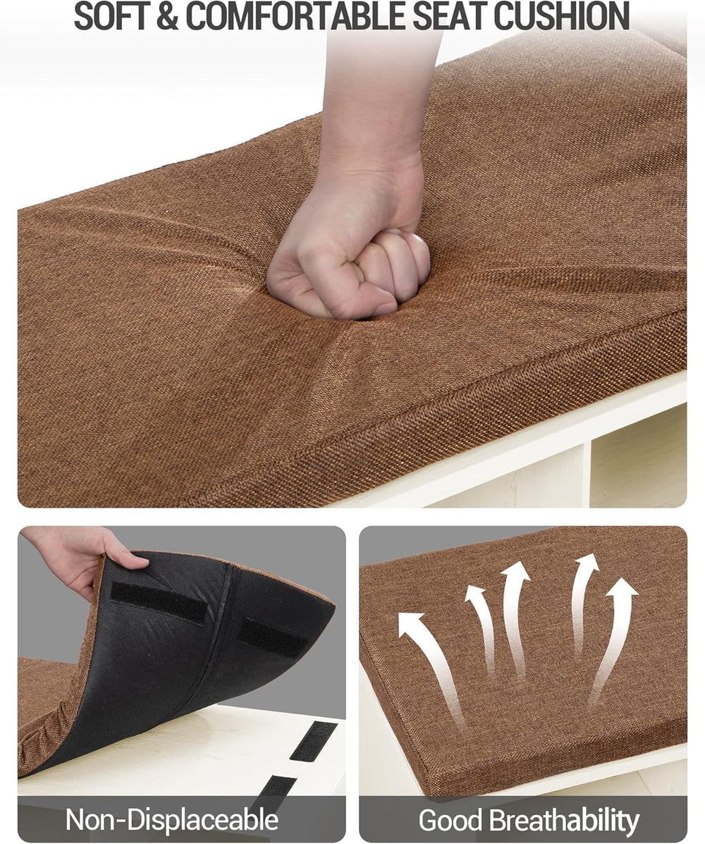 Hzuaneri Shoe Storage Bench with Cushion, Entryway Storage Bench with 18 Cubb...