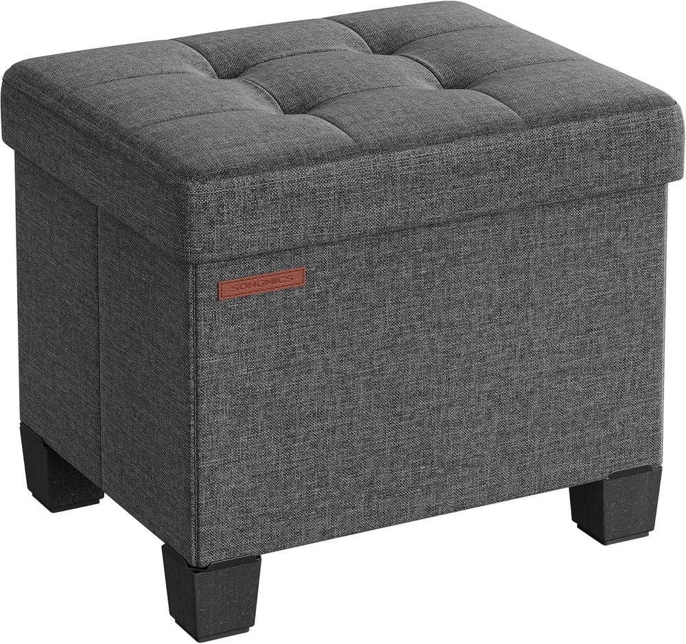 SONGMICS Storage Ottoman, Small Ottoman Foot Rest with Legs, 12.6 x 15.7 x 13...