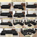 78.8" Cloud Couch Modular Sectional Sofa, Boneless Loveseat Deep Seat Couch, Soft Corduroy Upholstery, DIY Combination for Living Room & Apartment, No Assembly Required, Black