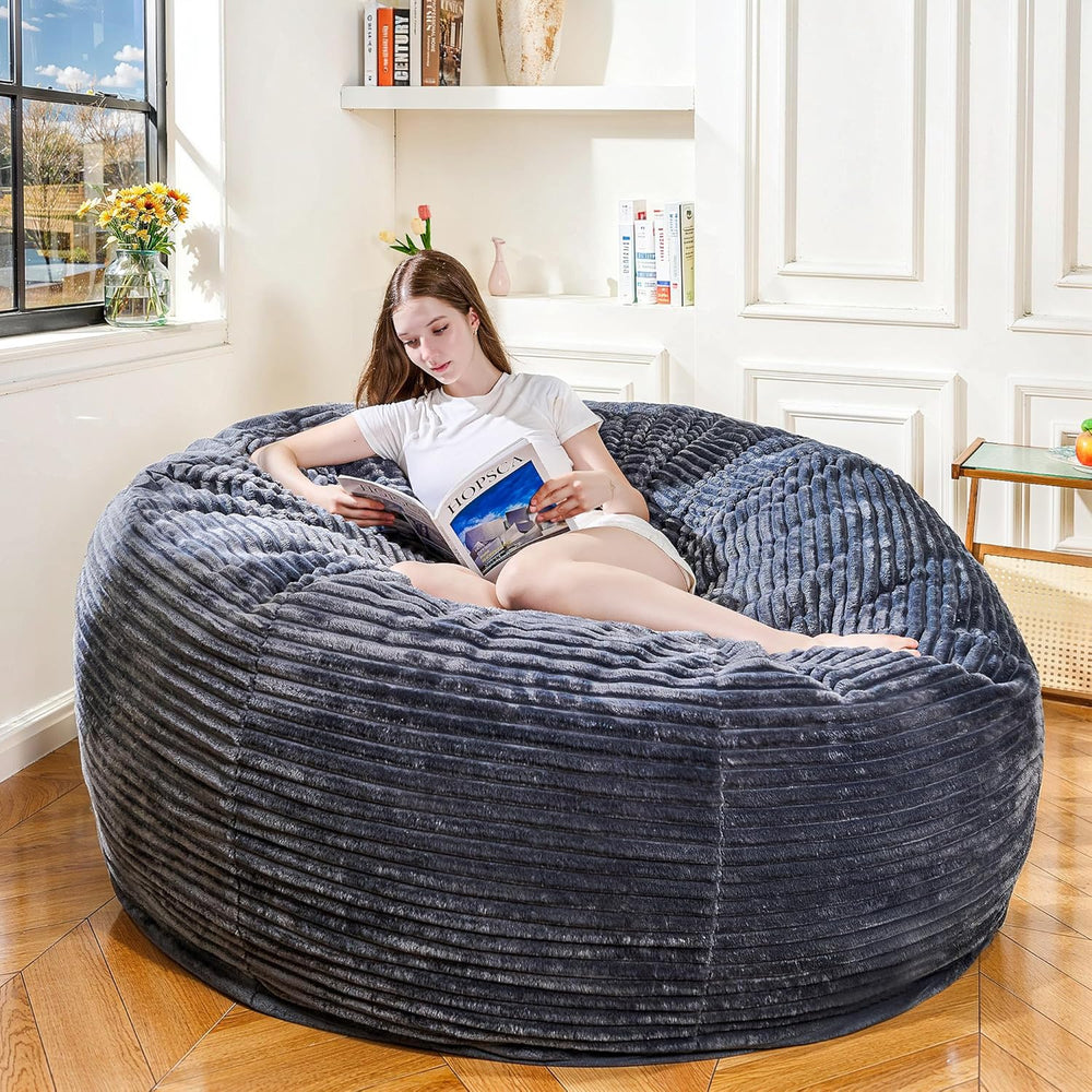 5FT Bean Bag Chair, Giant Bean Bag Chairs with Memory Foam Filled, Bean Bag C...