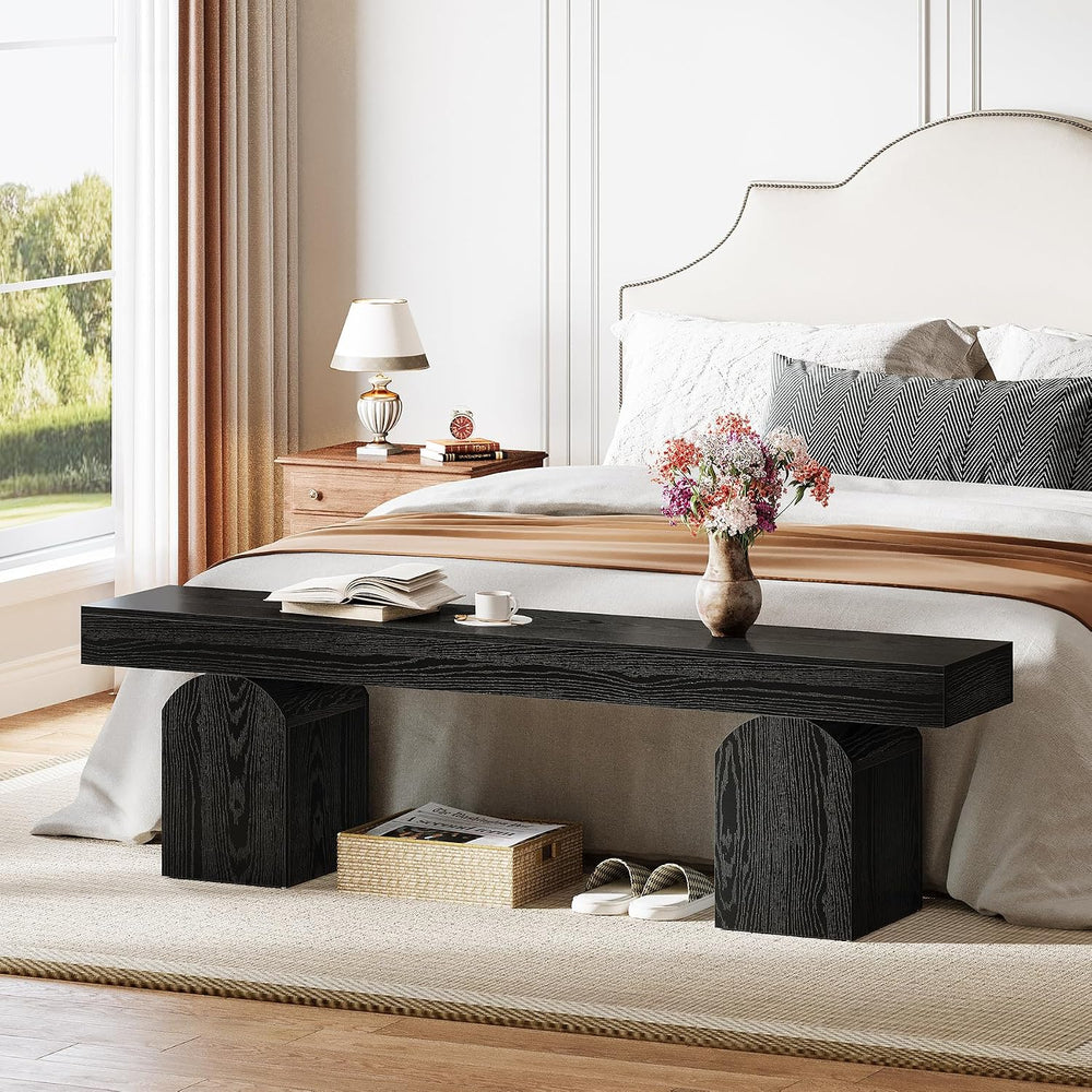 Tribesigns 59" Black Dining Bench for 2 to 3, Modern Dining Table Bench ...