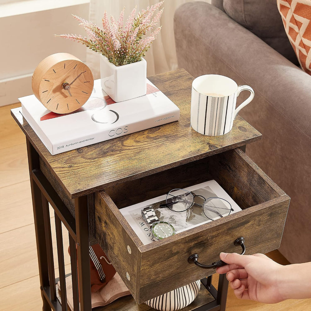 VECELO Nightstands, Industrial Side Table/End Tables with Drawer and Storage ...