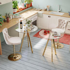 Round Bar Table, 37.4" High Pub Table, 31" Small Cocktail Table with Metal Base & Glass Top, for Small Spaces, Bistro Pub, Cafe(Gold)