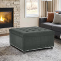 Mofolit Square Storage Ottoman Versatile Coffee Table(30",Dark Grey) | Vintage Tufted Nailhead Ottoman Couch Footrest For Living room ,Bedroom ,Entryway And Apartment.