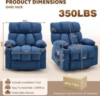 Oversized 360° Swivel Massage Rocker Recliner Chair, Massage & Heat, Blue | Vibration Massage, USB Charge Port, 4 Pockets 2 Cup Holders, Comfy Rocking Recliners for Living Room & Bedroom, Reading Chair