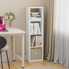 Cube Storage Organizer Bookcase, Small 4 Tier 11 inch Open Back Cubical Shelf with Thickened Border, Display Bookshelf for Living Room, Home Office, Sturdy Room (White, 4 Cube,Vertical)