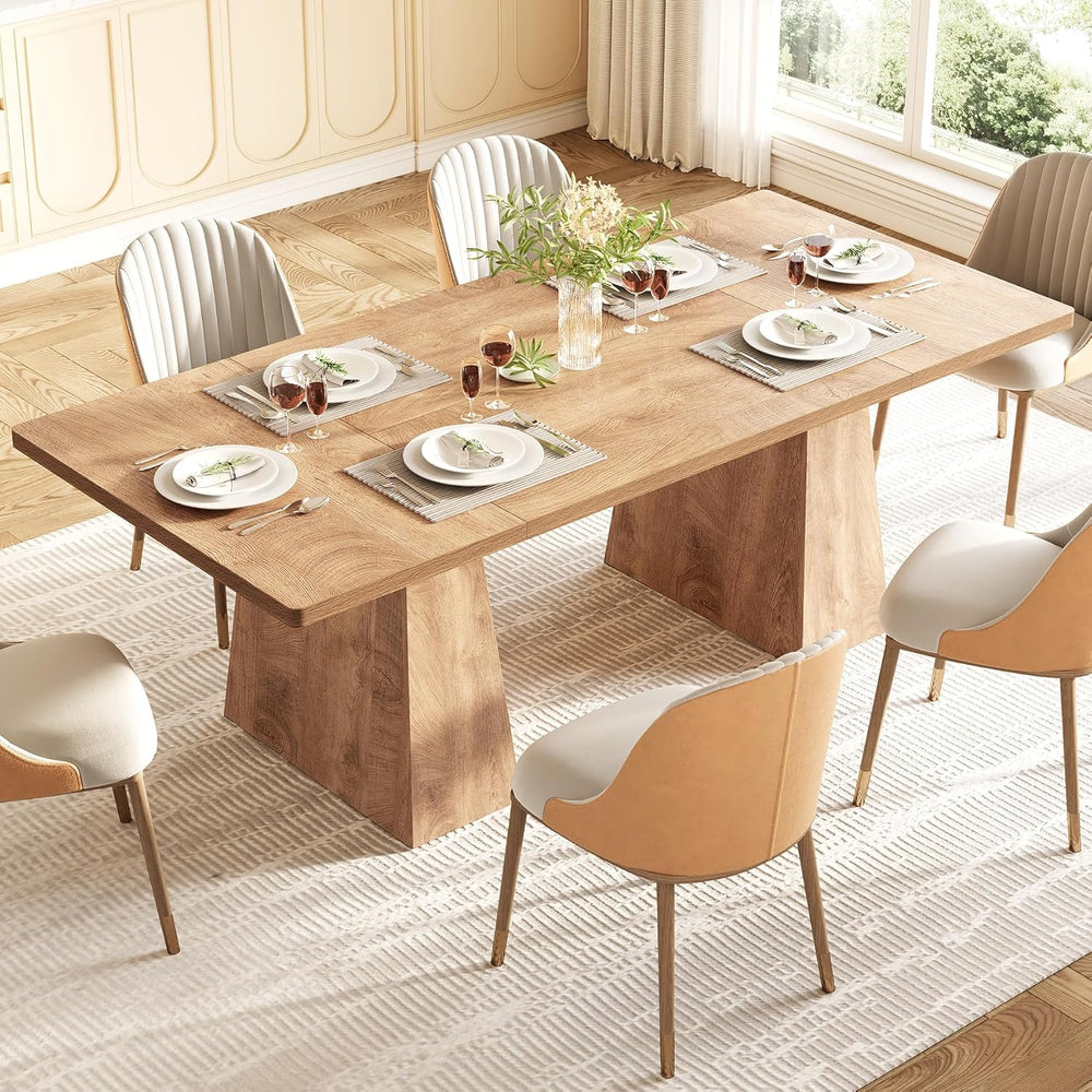 LITTLE TREE Dining Table for 6 People, Wooden Table, Rectangle Furniture with...