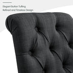 CHUN YI Dining Chairs Set of 6, Button Tufted Upholstered Fabric Dining Room Chairs with Solid Wood Legs and Curved Back, Parsons Side Chairs for Kitchen, Dark Grey