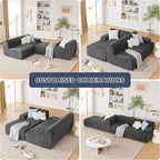107" Modular Sectional Cloud Couch, Boneless couches Sponge sectionals for Living Room, High Density Sponges Sofa, Modular L-Shape with Chaise, Darkgrey