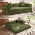 MoonSpeak 78.8''Sleeper Couch Bed for Livingroom,Convertible Modular Sofa with Armrest Pillow,Modular Foldable Corduroy Couches in a Box,No Assembly (Green)