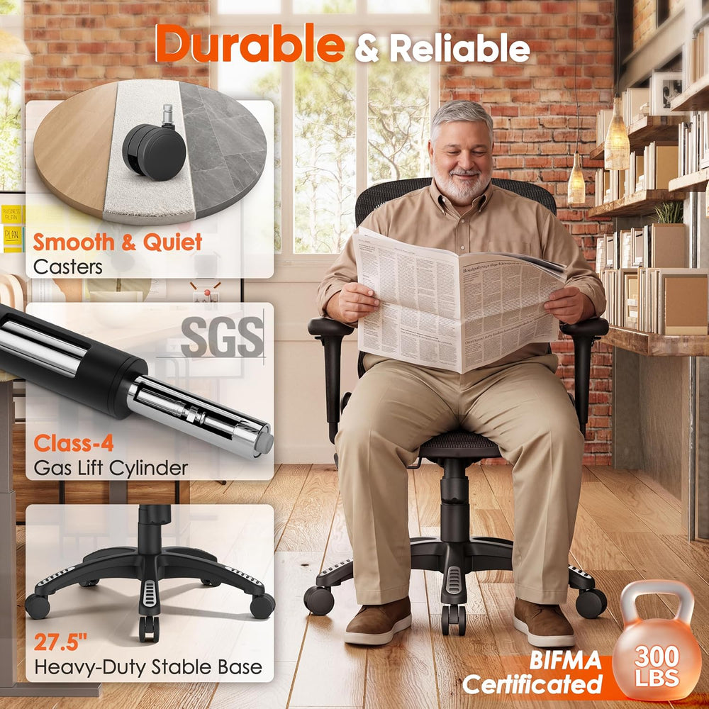 GABRYLLY Ergonomic Office Chair for Company and Home, Mid Back Desk Chair wit...