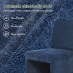 Blue Upholstered Dining Chairs Set of 2, Kitchen & Dining Room Chairs, Mid Century Modern Chairs, Linen Dining Chairs with Wooden Frame, Fabric