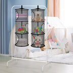 Libeder Mesh Hanging Storage Space Saver Bags Organizer,Foldable Storage Organizer 3 Compartments Toy Storage Basket for Kids Room Bathroom 2 Sets, Black