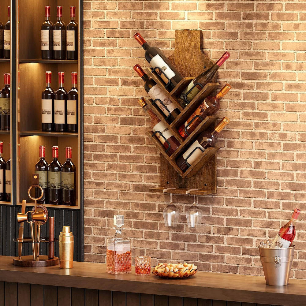 FAVOOSTY Wine Rack Wall Mounted for 6 Wine Bottles, Wall Racks for Wine Bottl...