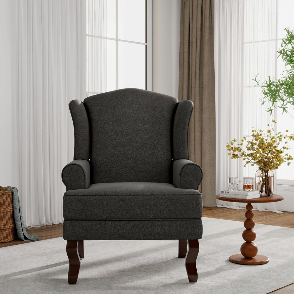 Lumibee High Back Accent Chair, Comfy Armchair with Solid Wood Legs for Livin...