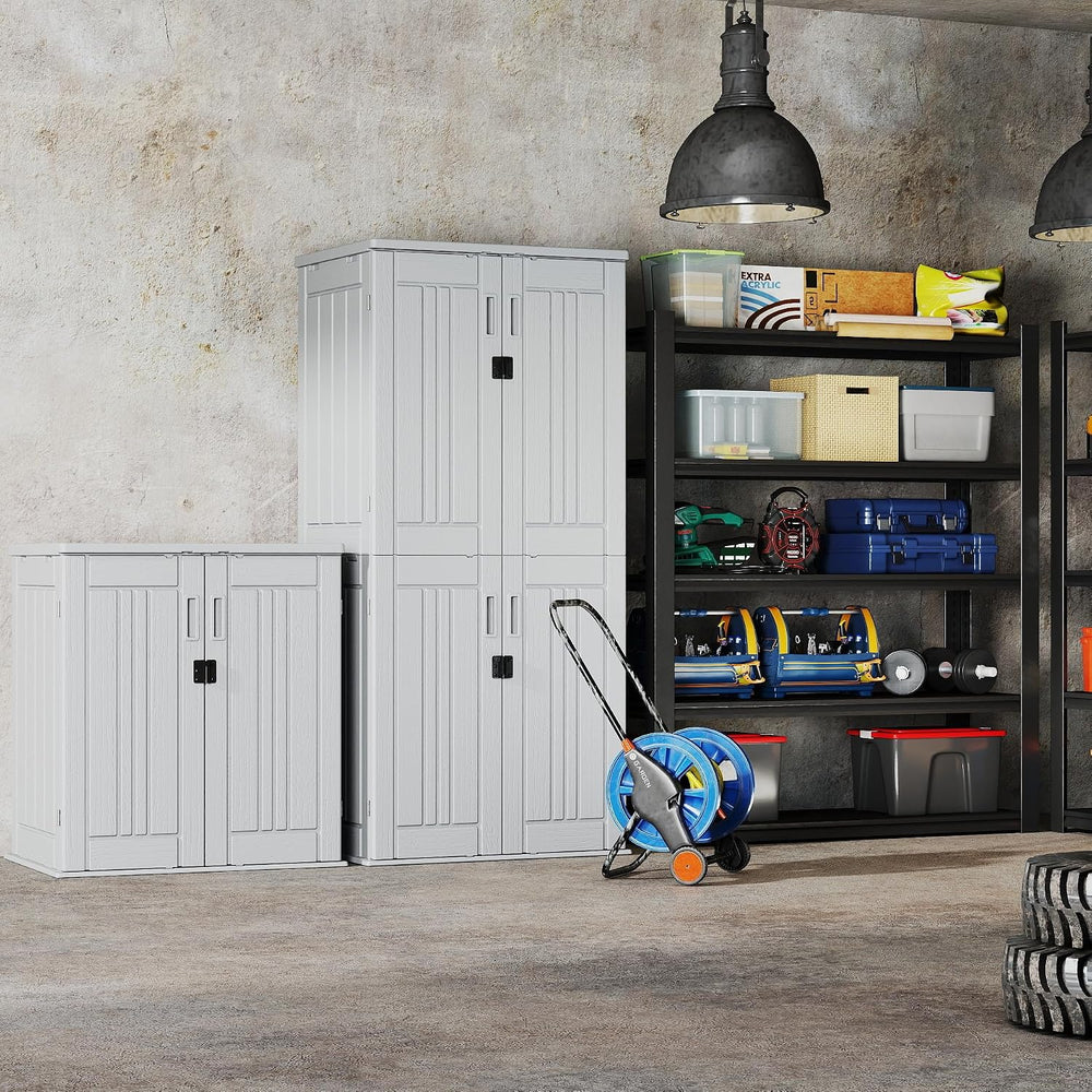 EHHLY Heavy Duty Tall Storage Cabinet Outdoor Weatherproof, 28 Cuft Garage St...